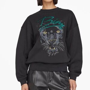 Anine Bing XS Kenny Sweatshirt Panther in Vintage Black